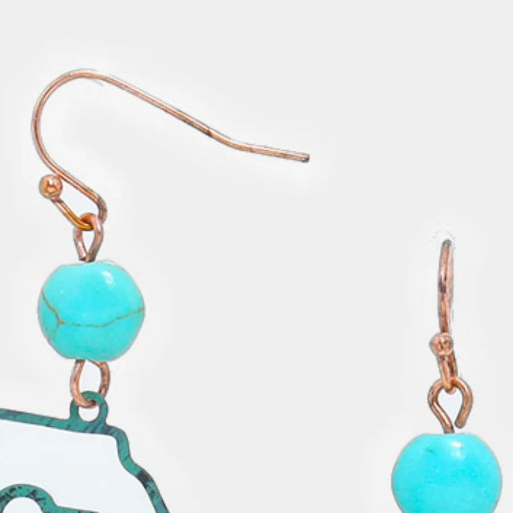 GEORGIA State Map Shaped Turquoise Earrings Statement Fashion Jewelry Accessory